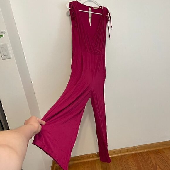MOULINETTE SOEURS ANTHROPOLOGIE ANTHRO Alisande Jumpsuit Pink Crop Ankle NO BELT - Picture 11 of 13